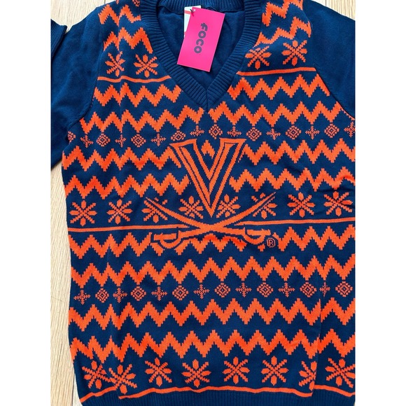 FOCO Women's Ugly Holiday V-Neck Sweater - Virginia Cavaliers - Size L - Picture 2 of 5